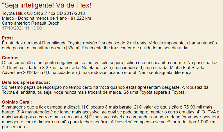 Opiniao de dono Toyota Hilux