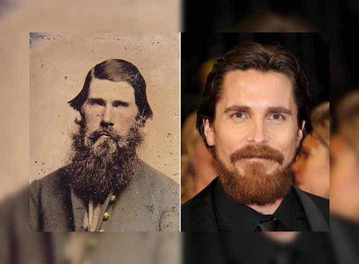 Christian Bale e um homem desconhecido